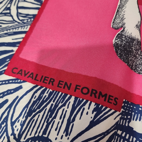 NWOT Rare 2024 Pink Saut Hermès Cavalier en Formes Silk Scarf 90 - Picture 9 of 15